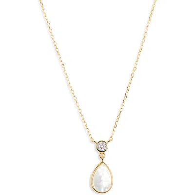 Argento Vivo Sterling Silver Mother-of-pearl & Cubic Zirconia Pendant Necklace In Gold