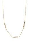 Argento Vivo Sterling Silver Mother-of-pearl Bar Station Necklace In Gold