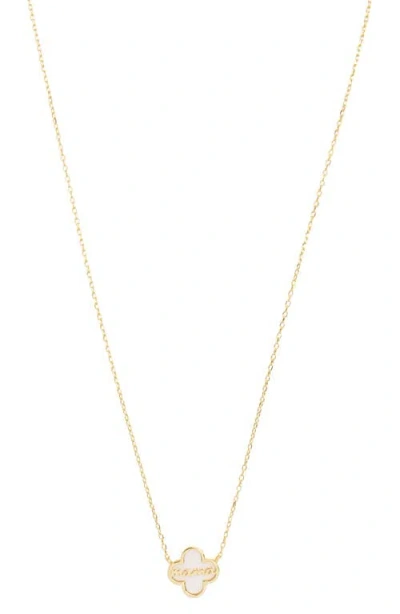 Argento Vivo Sterling Silver Mother Of Pearl Clover Mama Pendant Necklace In Gold