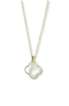 Argento Vivo Sterling Silver Mother-of-pearl Clover Pendant Necklace In Gold