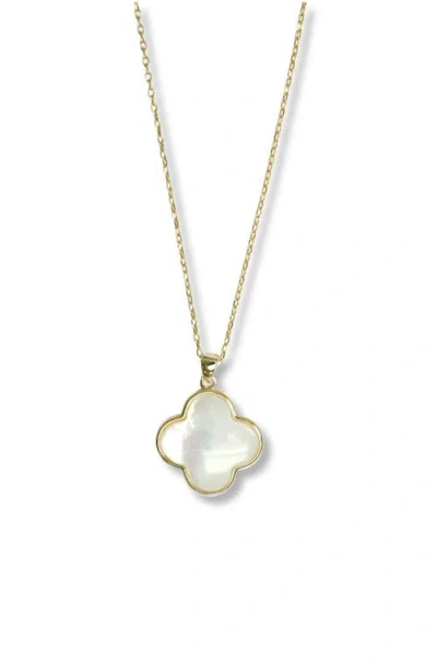 Argento Vivo Sterling Silver Mother-of-pearl Clover Pendant Necklace In Gold