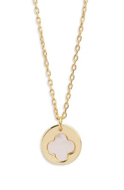 Argento Vivo Sterling Silver Mother-of-pearl Clover Pendant Necklace In Gold