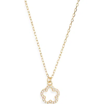 Argento Vivo Sterling Silver Mother-of-pearl Cubic Zirconia Flower Pendant Necklace In Gold