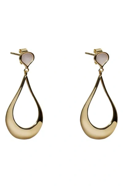 Argento Vivo Sterling Silver Mother-of-pearl Cutout Drop Earrings In Gold