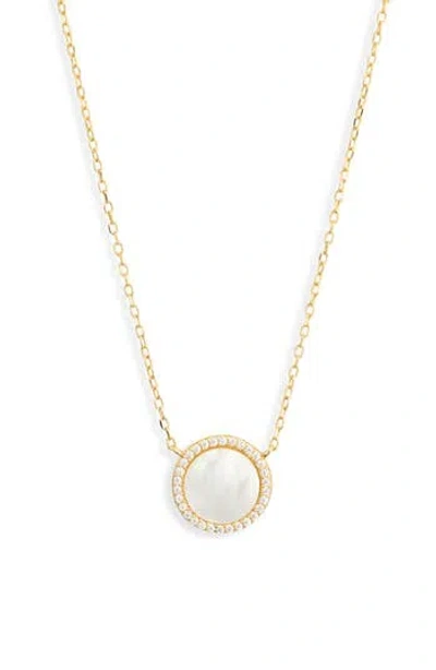 Argento Vivo Sterling Silver Mother-of-pearl Disc Pendant Necklace In Gold