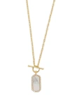 Argento Vivo Sterling Silver Mother-of-pearl Dog Tag Pendant Necklace In Gold