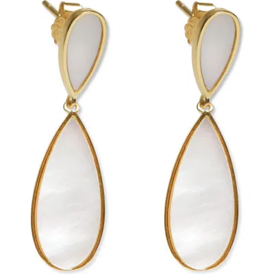 Argento Vivo Sterling Silver Mother-of-pearl Drop Earrings In Gold/mother Of Pearl
