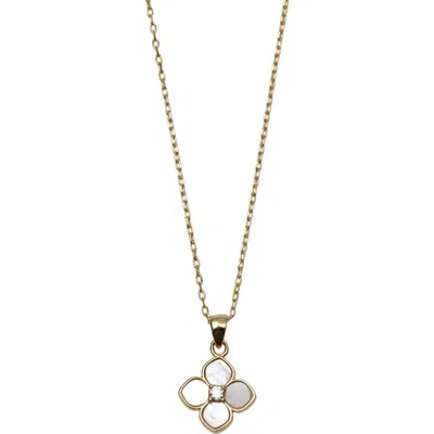 Argento Vivo Sterling Silver Mother-of-pearl Flower Pendant Necklace