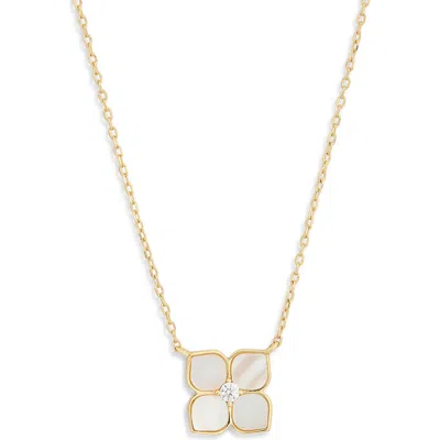 Argento Vivo Sterling Silver Mother Of Pearl Flower Pendant Necklace In Gold