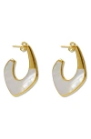 Argento Vivo Sterling Silver Mother-of-pearl Hoop Earrings In Gold