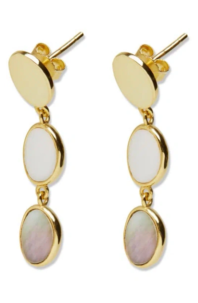 Argento Vivo Sterling Silver Mother-of-pearl Linear Drop Earrings In Gold