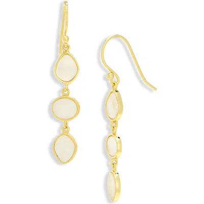 Argento Vivo Sterling Silver Mother-of-pearl Linear Drop Earrings In Yellow