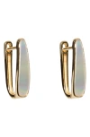 Argento Vivo Sterling Silver Mother-of-pearl Oblong Hoop Earrings In Gold
