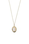 Argento Vivo Sterling Silver Mother-of-pearl Oval Pendant Necklace