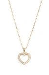 Argento Vivo Sterling Silver Mother-of-pearl Pavé Heart Pendant Necklace In Gold
