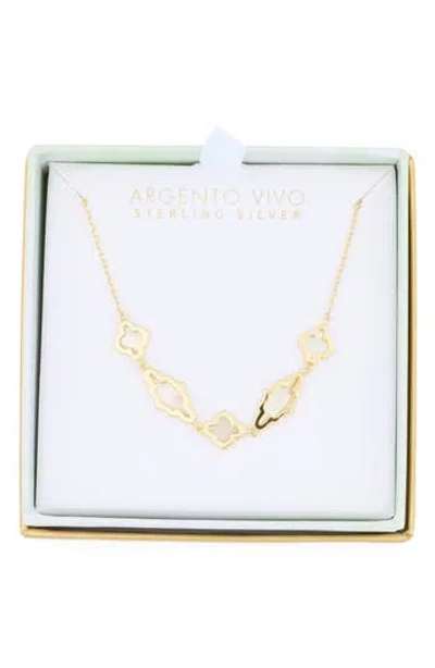 Argento Vivo Sterling Silver Mother Of Pearl Quatrefoil Necklace In Gold