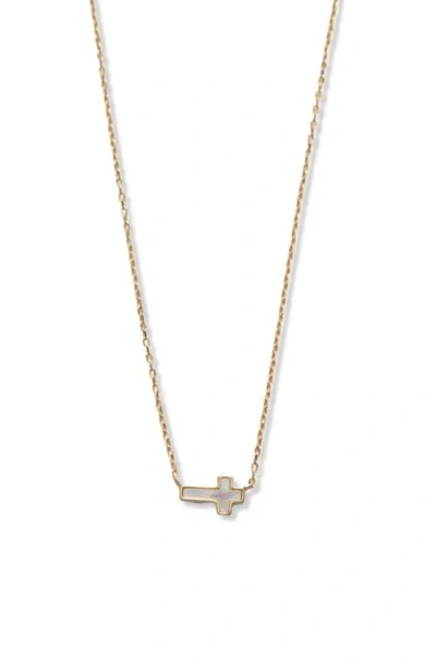 Argento Vivo Sterling Silver Mother-of-pearl Sideways Cross Pendant Necklace