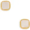 Argento Vivo Sterling Silver Mother Of Pearl Stud Earrings In Gold