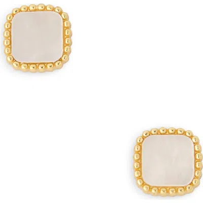 Argento Vivo Sterling Silver Mother Of Pearl Stud Earrings In Gold