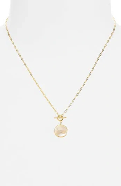 Argento Vivo Sterling Silver Mother Of Pearl Toggle Chain Necklace In Gold