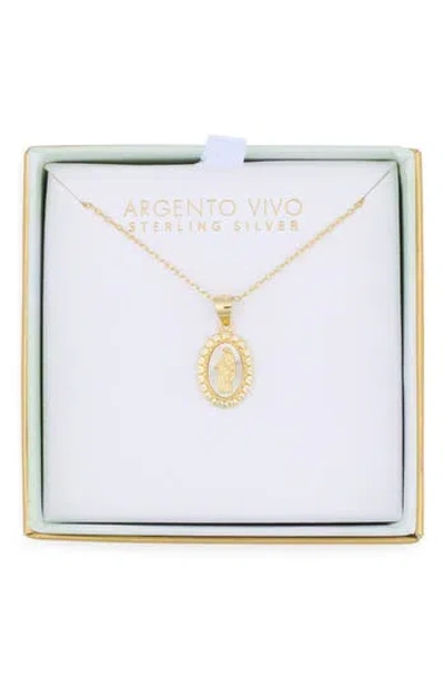 Argento Vivo Sterling Silver Mother-of-pearl Virgin Mary Pendant Necklace In Gold