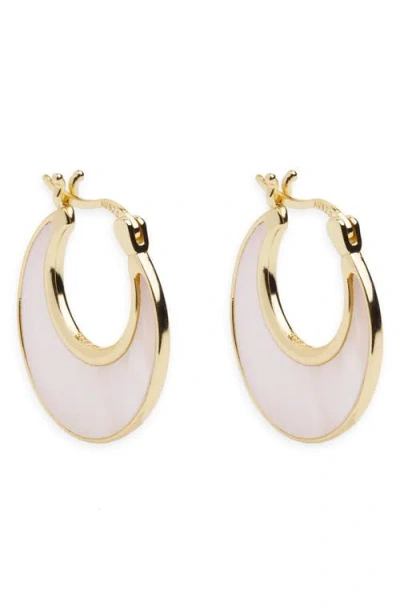 Argento Vivo Sterling Silver Mother-of Pearl Crescent Hoop Earrings In Pattern