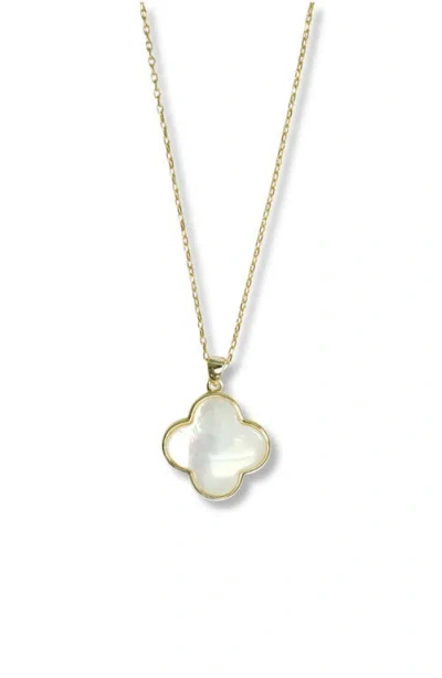 Argento Vivo Sterling Silver Mother-of-pearl Clover Pendant Necklace In Gold