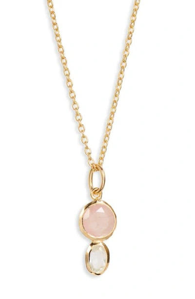 Argento Vivo Sterling Silver Multi Stone Drop Pendant Necklace In Gold
