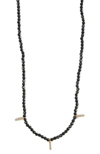 Argento Vivo Sterling Silver Onyx & Cubic Zirconia Shaky Necklace In Black