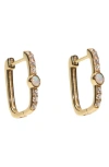 Argento Vivo Sterling Silver Opal & Cubic Zirconia Oblong Hoop Earrings In Gold
