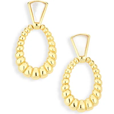 Argento Vivo Sterling Silver Ornate Hoop Earrings In Gold