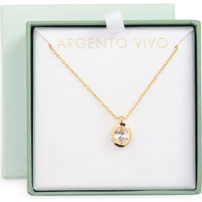 Argento Vivo Sterling Silver Oval Crystal Pendant Necklace In Gold