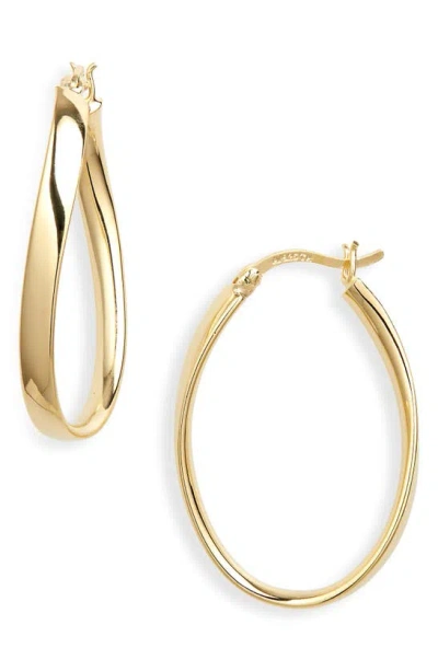 Argento Vivo Sterling Silver Oval Open Hoop Earrings In Gold