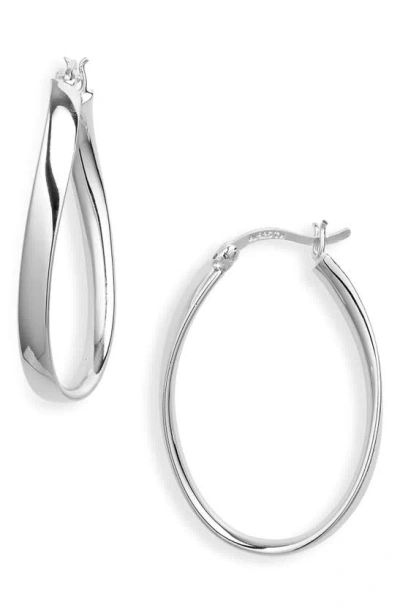Argento Vivo Sterling Silver Oval Open Hoop Earrings In Silver