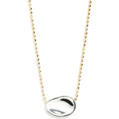 Argento Vivo Sterling Silver Oval Pendant Necklace In Gold/silver