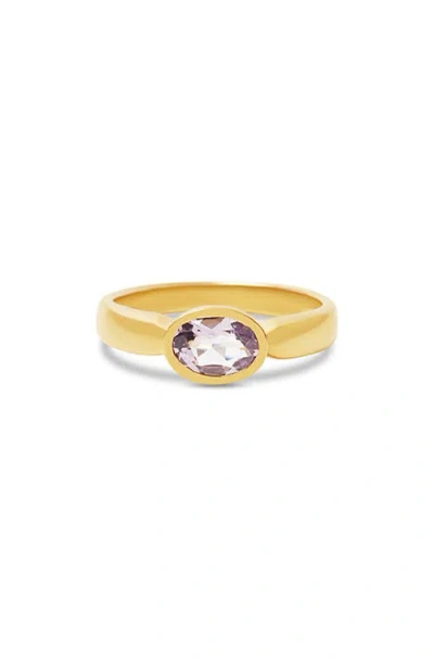Argento Vivo Sterling Silver Oval Semiprecious Stone Ring In Gold