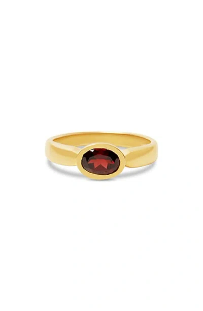 Argento Vivo Sterling Silver Oval Semiprecious Stone Ring In Gold