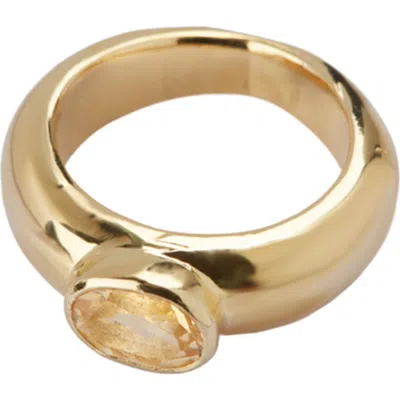 Argento Vivo Sterling Silver Oval Stone Chunky Ring In Gold
