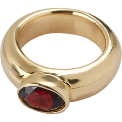 Argento Vivo Sterling Silver Oval Stone Chunky Ring In Gold
