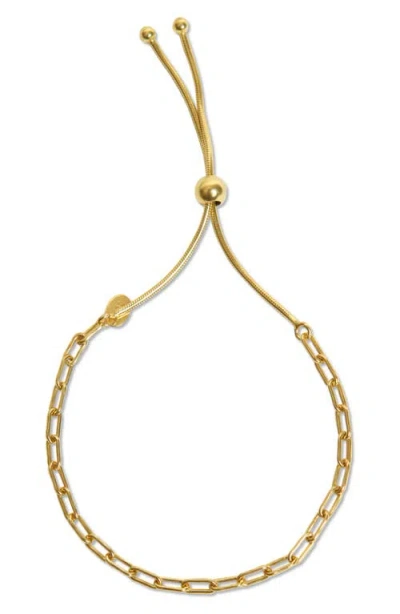 Argento Vivo Sterling Silver Paper Clip Chain Adjustable Slide Bracelet In Gold