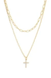 Argento Vivo Sterling Silver Paperclip Cross Layer Necklace In Gold