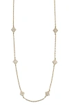 Argento Vivo Sterling Silver Pavé Clover Station Necklace