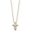 Argento Vivo Sterling Silver Pavé Cubic Zirconia Cross Pendant Necklace In Gold