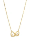 Argento Vivo Sterling Silver Pavé Cubic Zirconia Entwined Hearts Pendant Necklace In Gold