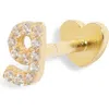 Argento Vivo Sterling Silver Pavé Cubic Zirconia Initial G Flatback Stud Earring In Gold