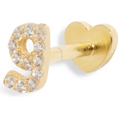 Argento Vivo Sterling Silver Pavé Cubic Zirconia Initial G Flatback Stud Earring In Gold