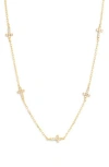 Argento Vivo Sterling Silver Pavé Cubic Zirconia Mini Cross Station Necklace In Gold