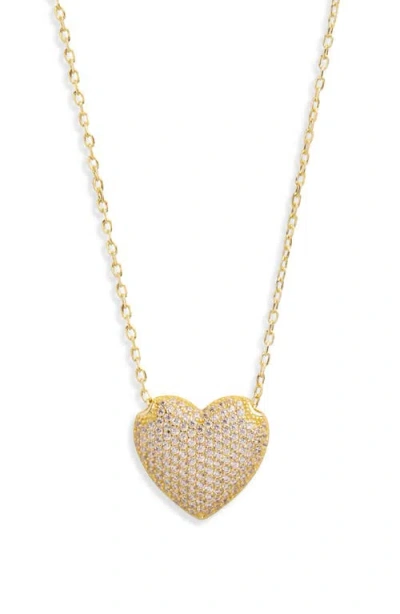 Argento Vivo Sterling Silver Pavé Heart Pendant Necklace In Gold