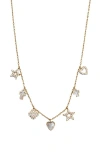 Argento Vivo Sterling Silver Pavé Mother-of-pearl Charm Station Necklace