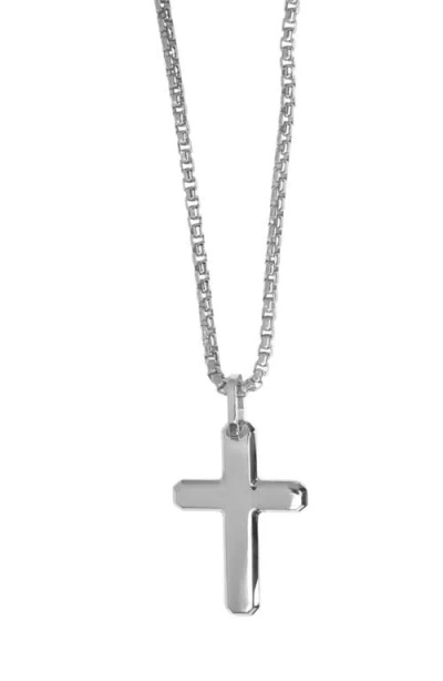 Argento Vivo Sterling Silver Puffed Cross Pendant Necklace